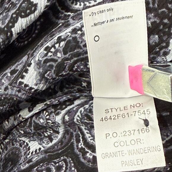 Paige Cleobelle Blouse Black Purple Paisley Silk Tie Neck L Moody Romantic Goth - Picture 9 of 10